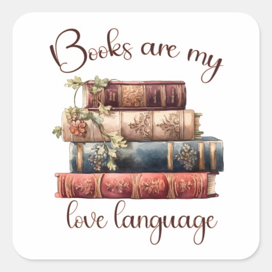 Boeken Zijn Mijn Liefdestaal Vierkante Sticker (Voorkant)
