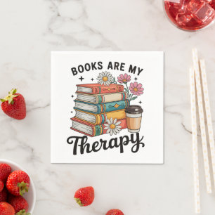 Boeken zijn mijn therapie Retro bloem lezende lief Servet