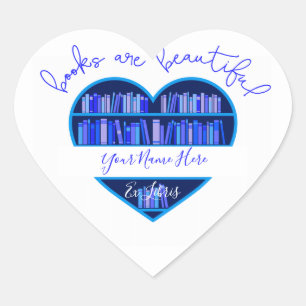 "Boeken zijn mooi" Bookplate Hart Sticker