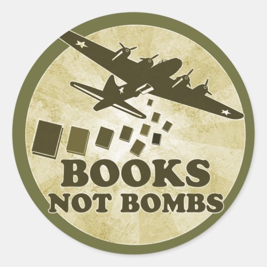 Boeken zonder bommen ronde sticker (Voorkant)