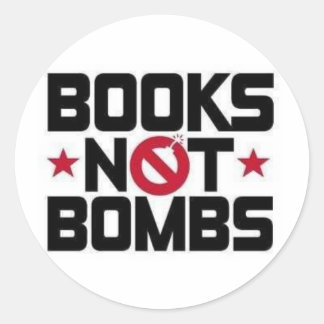 boeken zonder bommen ronde sticker