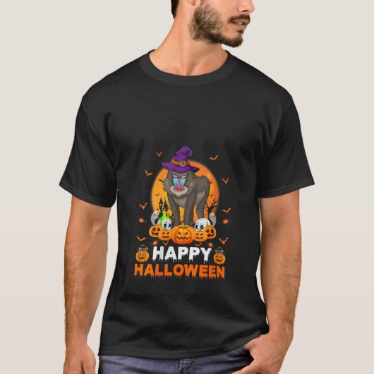 Boekenblad Scary Ghost Pumpkin Moon Witch Baviaan  T-shirt (Voorkant)