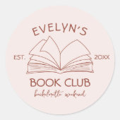 Boekenclub Bookish Hand getrokken vrijgezellenfees Ronde Sticker (Voorkant)