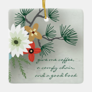Boekenclub die Citaat lezen Floral geeft me koffie Keramisch Ornament