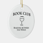 Boekenclub die tussen de wijnen leest keramisch ornament (Rechts)