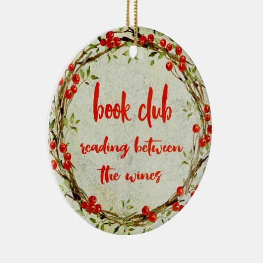 Boekenclub Funny Reading between the Wines Holiday Keramisch Ornament (Rechts)