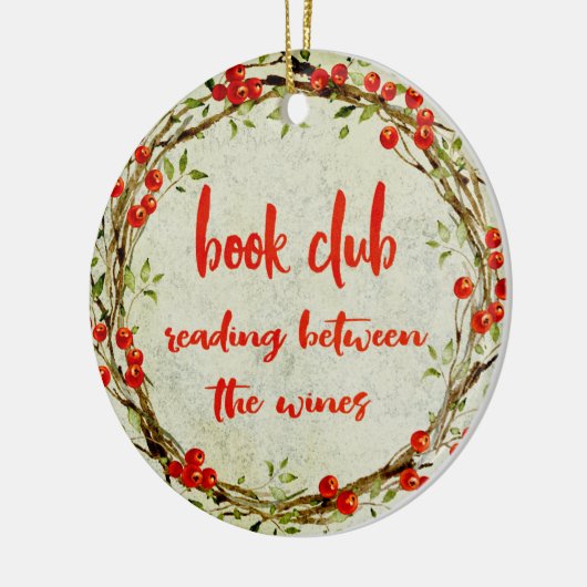 Boekenclub Funny Reading between the Wines Holiday Keramisch Ornament (Links)