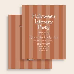 Boekenclub Halloween Literaire Feest Stripe Oranje Flyer