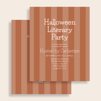Boekenclub Halloween Literaire Feest Stripe Oranje Flyer