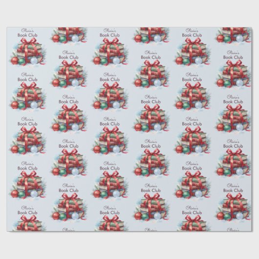 Boekenclub Kerstmis gepersonaliseerd Cadeaupapier (Vlak)