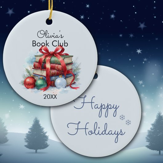 Boekenclub Kerstmis gepersonaliseerd Keramisch Ornament