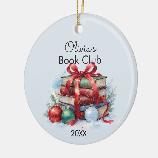 Boekenclub Kerstmis gepersonaliseerd Keramisch Ornament (Links)