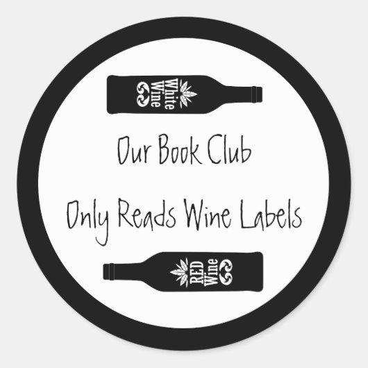 Boekenclub leest wijnetiketten ronde sticker (Voorkant)