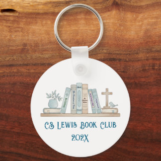 Boekenclub Waterverf Blauw Aanpasbare Sleutelhange Sleutelhanger
