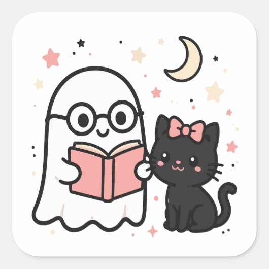 Boekengeest Halloween Sticker (Voorkant)