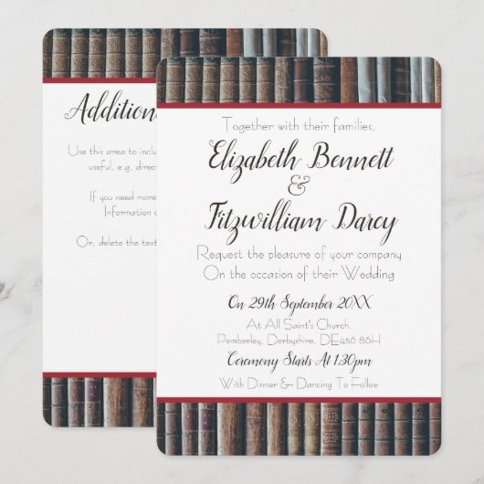  boekenkast bruiloft uitnodiging (Voorkant / Achterkant)
