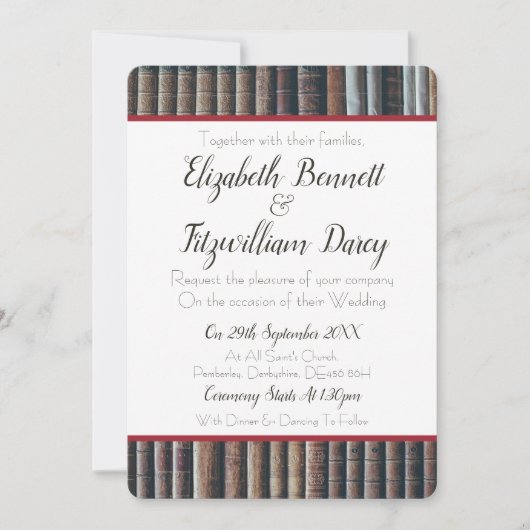 boekenkast bruiloft uitnodiging (Voorkant)