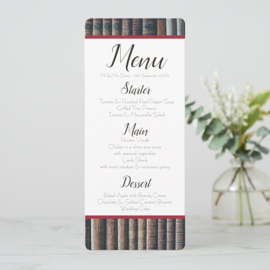 boekenkast menu kaart (Staand voorkant)