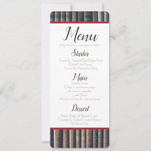 boekenkast menu kaart (Voorkant)