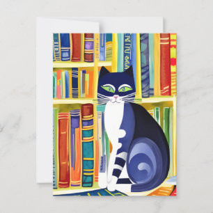 Boekenkat esthetiek - Kat op een boekenplank Briefkaart