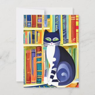 Boekenkat esthetiek - Kat op een boekenplank Briefkaart
