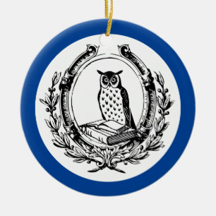  boekenkookplaat Owl Blue Keramisch Ornament