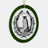  boekenkookplaat Owl leraar kerstgroen Keramisch Ornament (Rechts)
