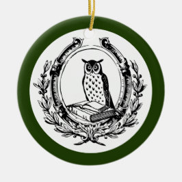  boekenkookplaat Owl leraar kerstgroen Keramisch Ornament