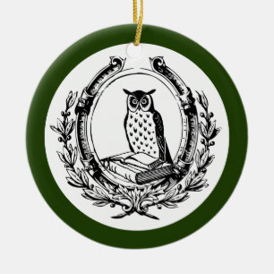  boekenkookplaat Owl leraar kerstgroen Keramisch Ornament