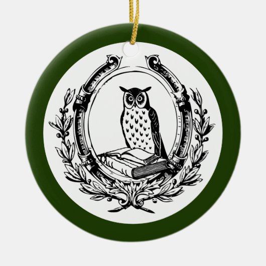  boekenkookplaat Owl leraar kerstgroen Keramisch Ornament (Voorkant)