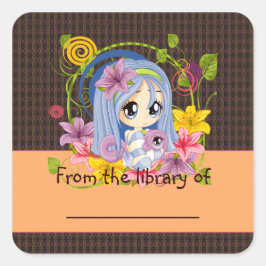 Boekenlabel Drakenfee Vierkante Sticker