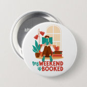 Boekenleesliefhebbers weekend ronde button 7,6 cm (Voorkant /achterkant)