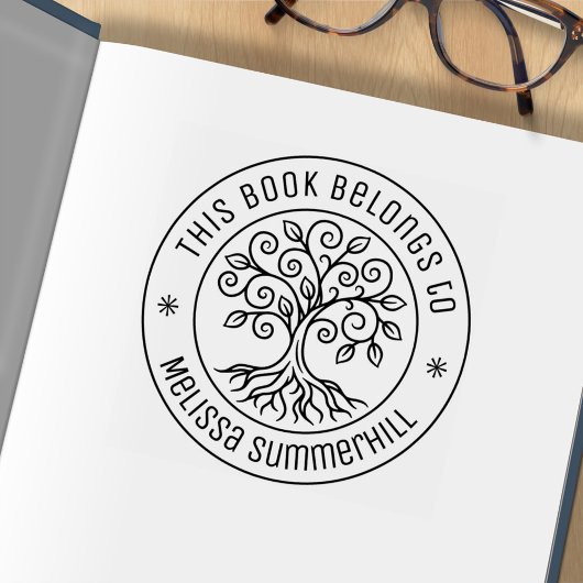 Boekenlegger Rond met Boom Rubberstempel