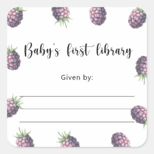Boekenlegger voor baby Blackberry Baby Shower, boe Vierkante Sticker
