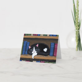 Boekenliefde | Kat Slapen op boekenkast Note Kaart