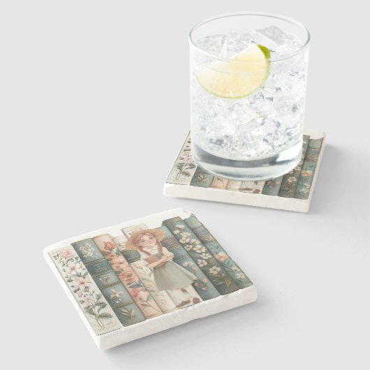 boekenliefhebber | Anne van Green Gables | Bloemen Stenen Onderzetter (Zijkant)