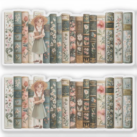 boekenliefhebber | Anne van Green Gables | Bloemen Sticker (Voorkant)
