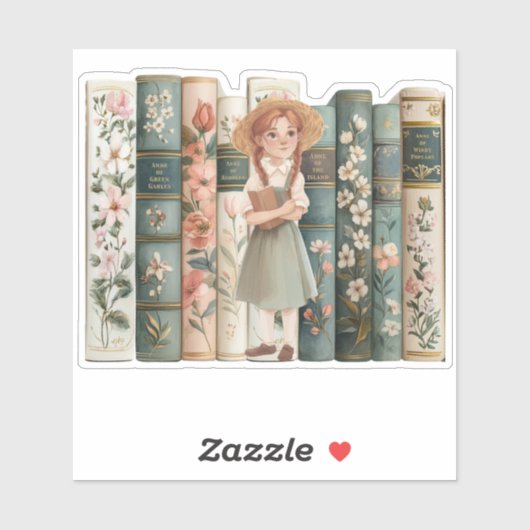 boekenliefhebber | Anne van Green Gables | Bloemen Sticker (Vel)