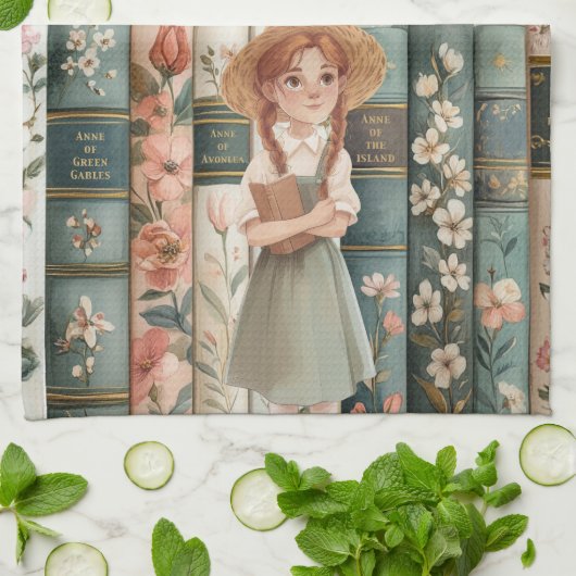 boekenliefhebber | Anne van Green Gables | Bloemen Theedoek (Gevouwen)
