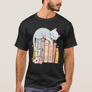 Boekenliefhebber Bibliotheek Slapende Kat Ontspann T-shirt