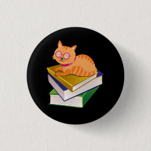Boekenliefhebber - Boeken en Kat Ronde Button 3,2 Cm