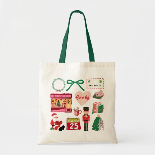 Boekenliefhebber Christmas Canvas tas (Voorkant)