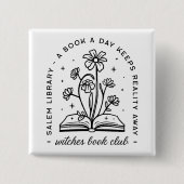 Boekenliefhebber club heks meisjes squad vierkante button 5,1 cm (Voorkant)