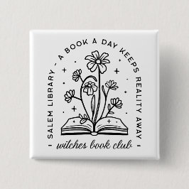 Boekenliefhebber club heks meisjes squad vierkante button 5,1 cm