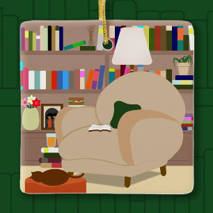 Boekenliefhebber Dag En Nacht Lees- En Schrijfhok Keramisch Ornament
