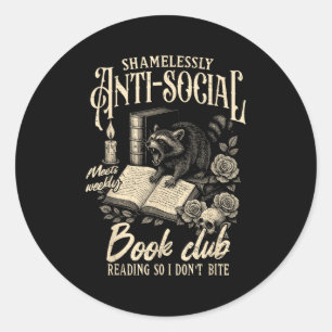 Boekenliefhebber die onbeschaamd antisociaal leest ronde sticker