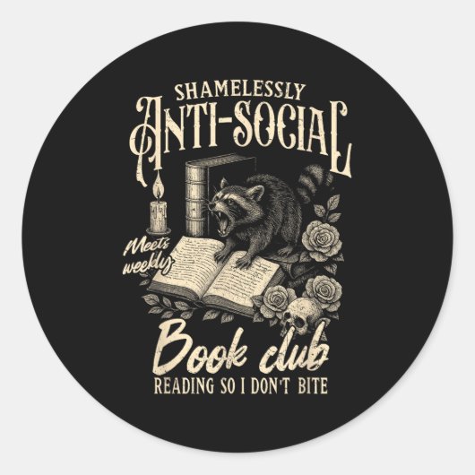 Boekenliefhebber die onbeschaamd antisociaal leest ronde sticker (Voorkant)