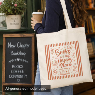 Boekenliefhebber Gelukkige Plaats Lezer Boodschapp Tote Bag