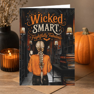 Boekenliefhebber Halloween Slecht Slim Gelukkig Ha Kaart