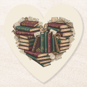 Boekenliefhebber Hart Papier Onderzetter